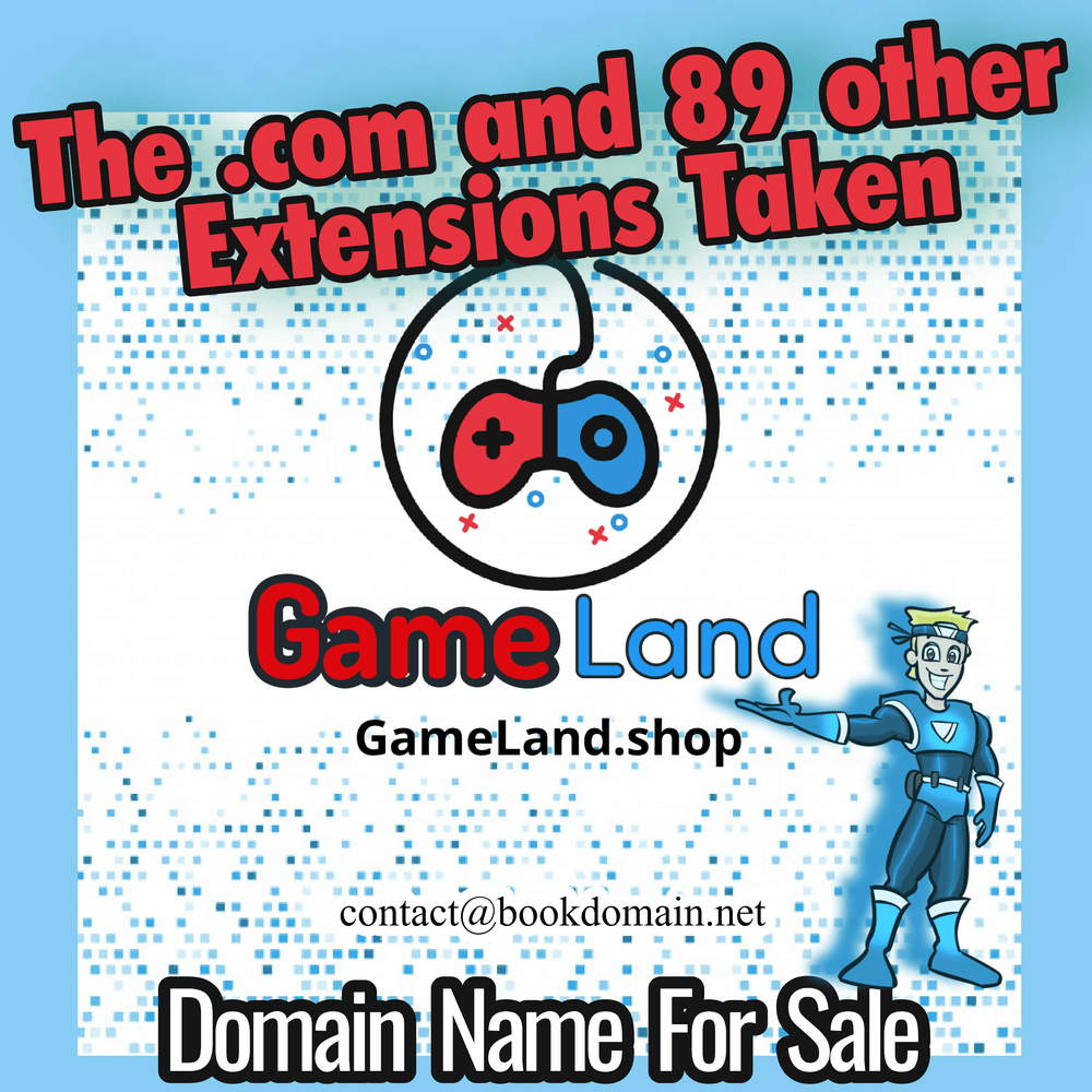GameLand.shop Domain name for sale with Logo Design - Bniznassen Production